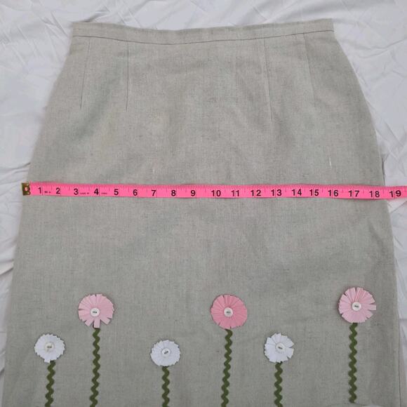 Harve Benard Skirt Beige Floral Pencil Knee Length Women’s Size 4p W/Pink Blse - Picture 5 of 10